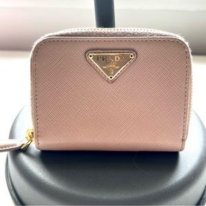 Authentic small Prada zip card holder